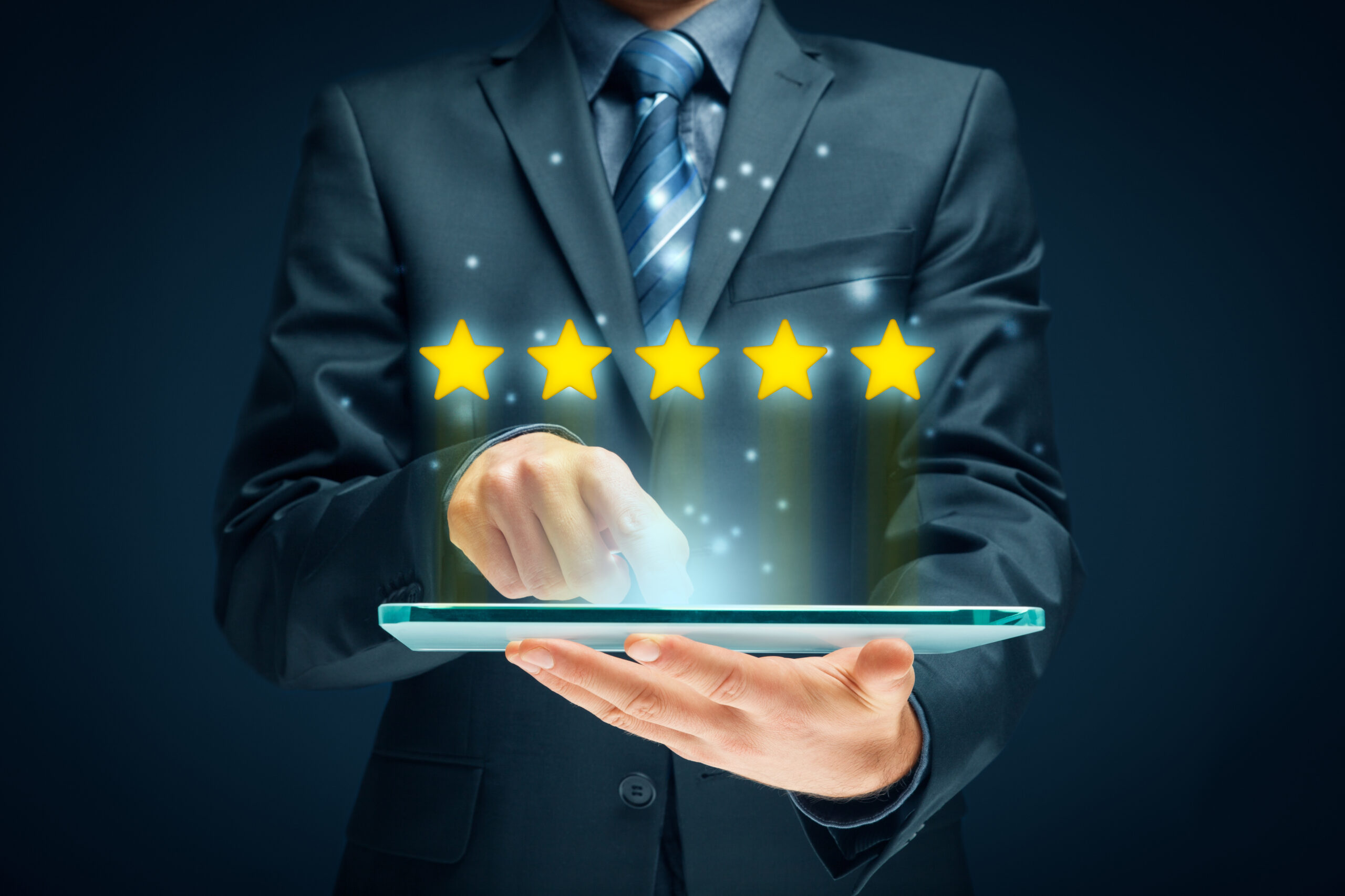 Feedback, Review And Increase Rating Concepts. Digital Tablet Us